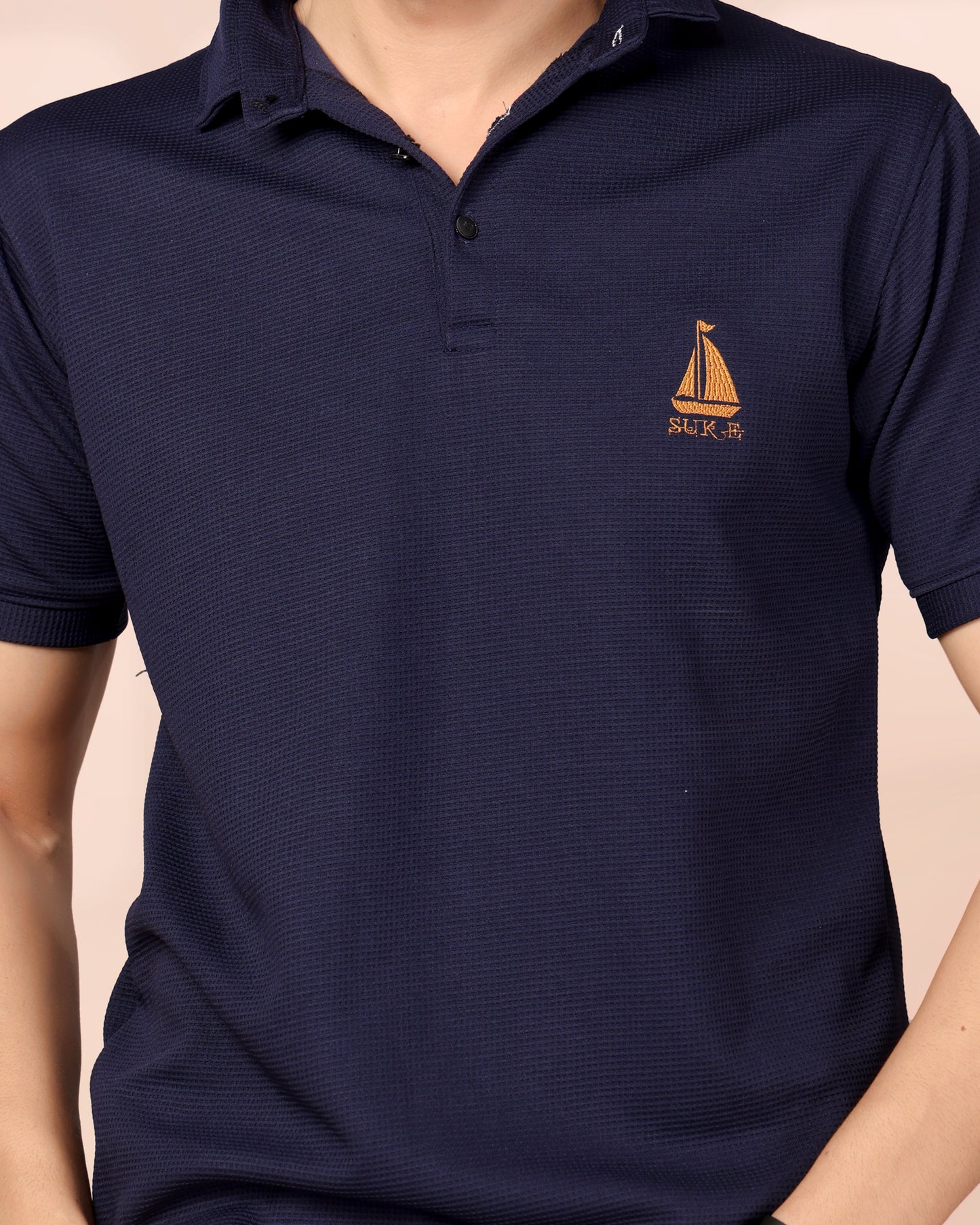 🍁 SUPERB IMPORTED POLYESTER LYCRA FABRIC FANCY HALF SLEEVE PLAIN T SHIRT WITH EMBROIDERY LOGO 🍁