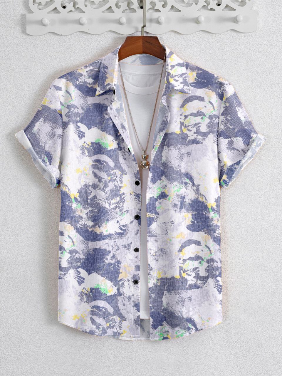 🍁 SUPERB IMPORTED POP CORN FABRIC FANCY HALF SLEEVE PRINTER SHIRT 🍁