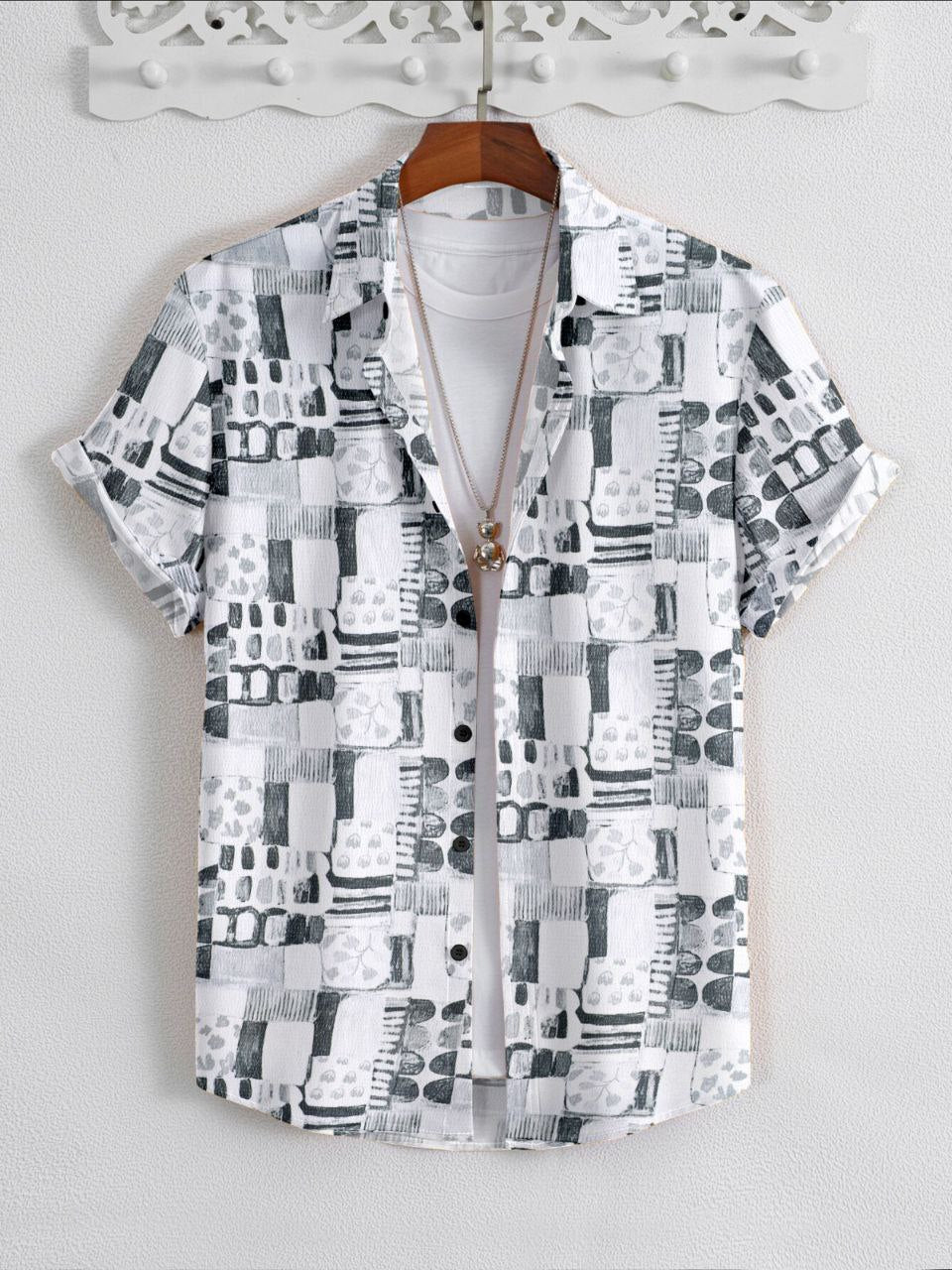 🍁 SUPERB IMPORTED POP CORN FABRIC FANCY HALF SLEEVE PRINTER SHIRT 🍁