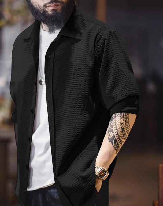 π SUPERB IMPORTED WAFFLE FABRIC FANCY FULL SLEEVE SHIRT πΒ Β