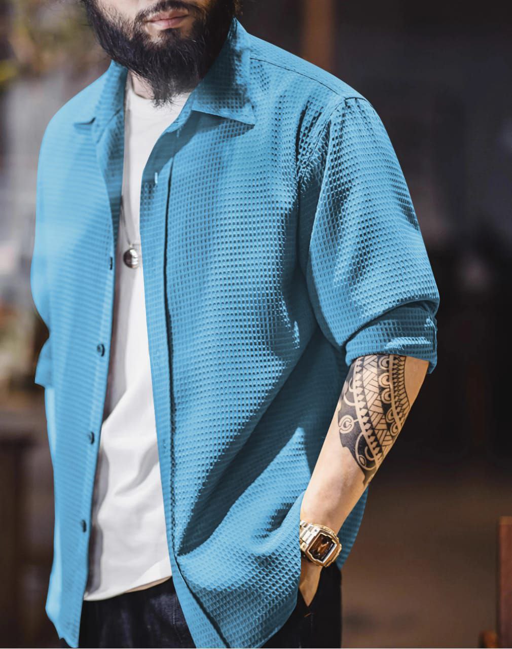 š SUPERB IMPORTED WAFFLE FABRIC FANCY FULL SLEEVE SHIRT šĀ Ā