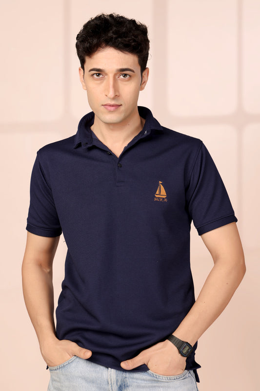 🍁 SUPERB IMPORTED POLYESTER LYCRA FABRIC FANCY HALF SLEEVE PLAIN T SHIRT WITH EMBROIDERY LOGO 🍁