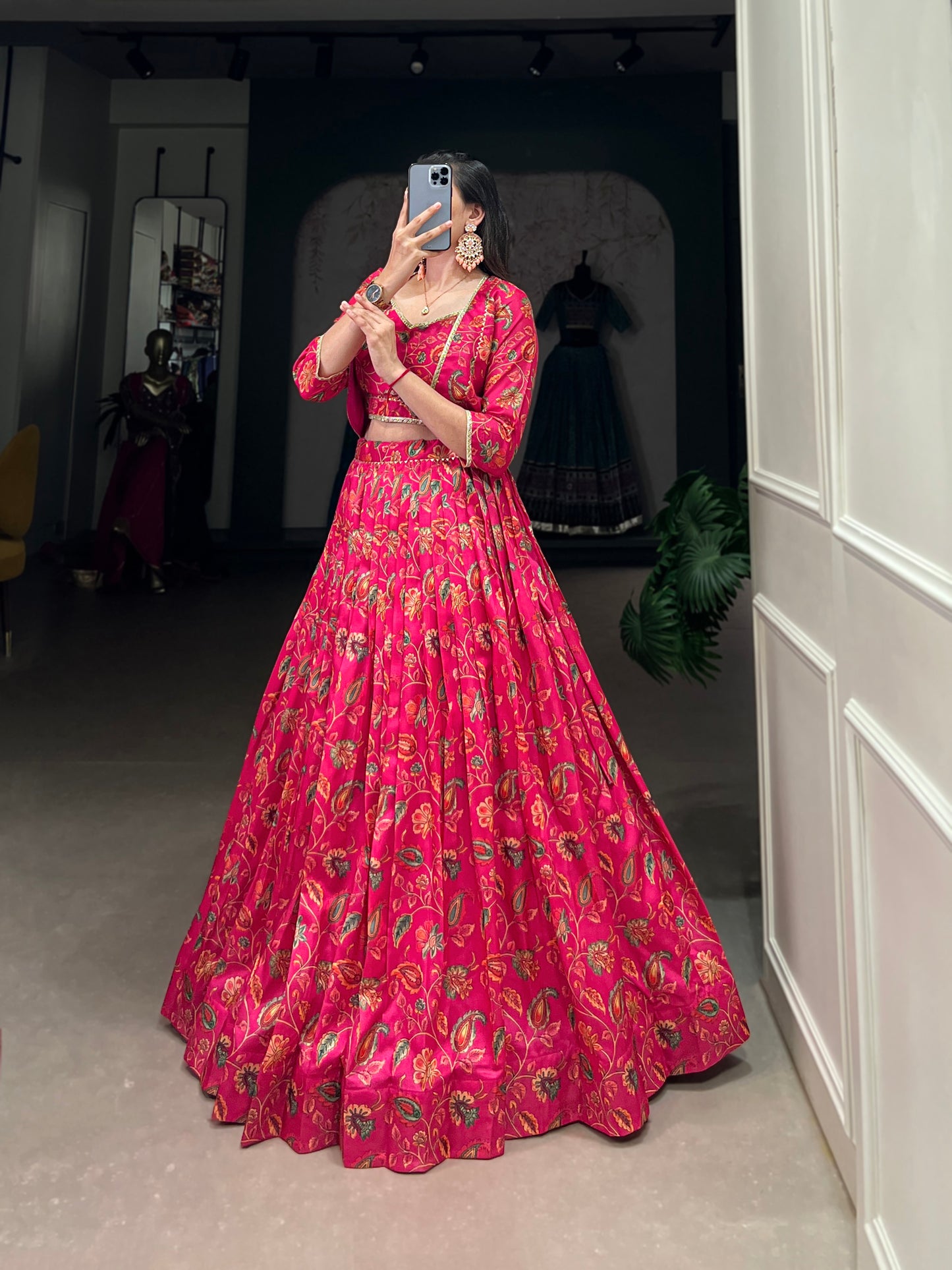 Pink Color Floral Print With Gota Patti Touch up Tussar Silk Two piece Chaniya Choli