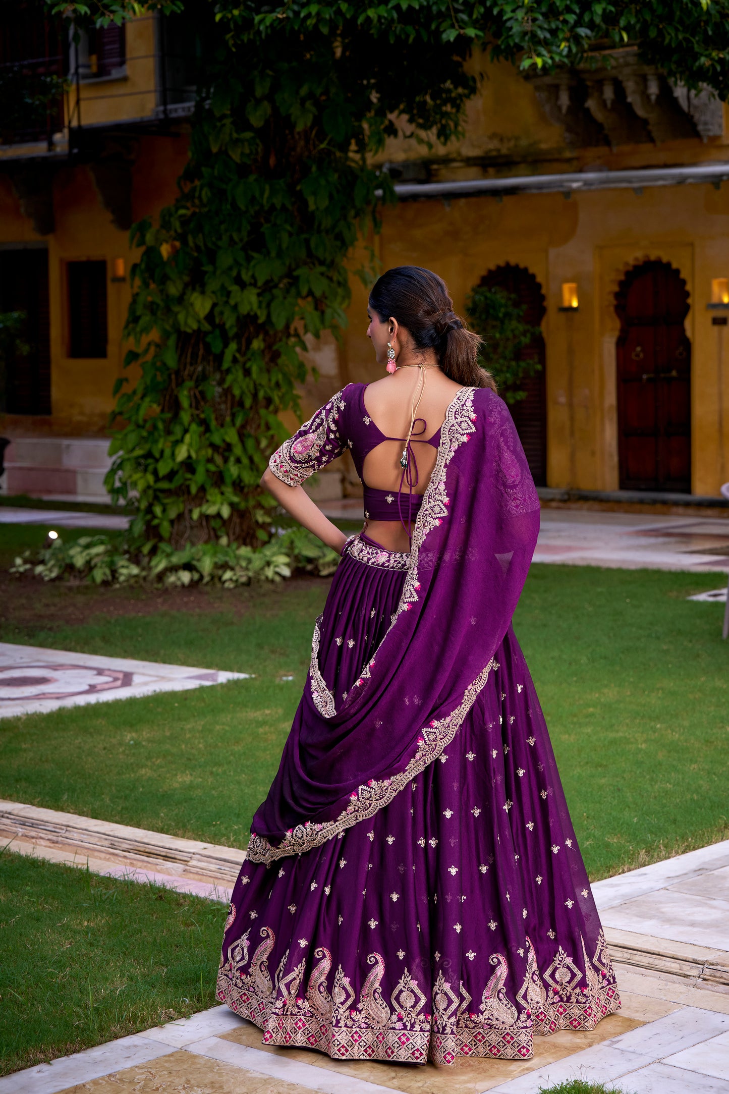 Purple Color Sequince And Thread Embroidery Work Rangoli Crush Lehenga Choli