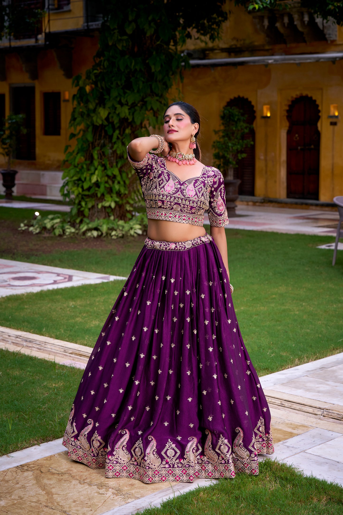 Purple Color Sequince And Thread Embroidery Work Rangoli Crush Lehenga Choli