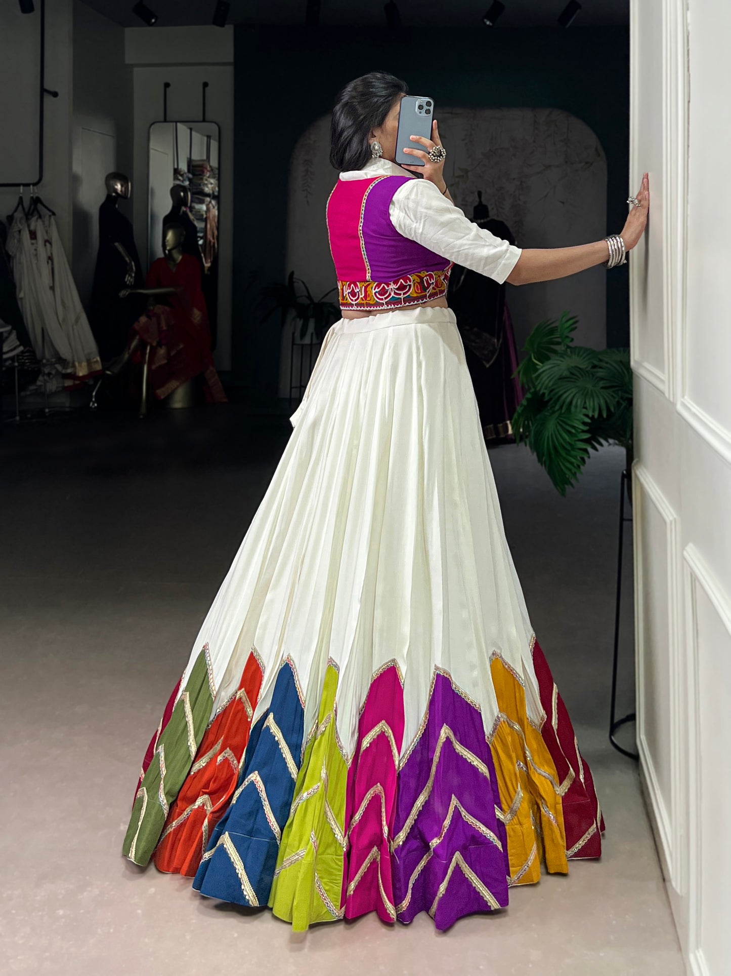 Multi Color Patch Work With Lace Touch Up Rayon Ghaghra Choli