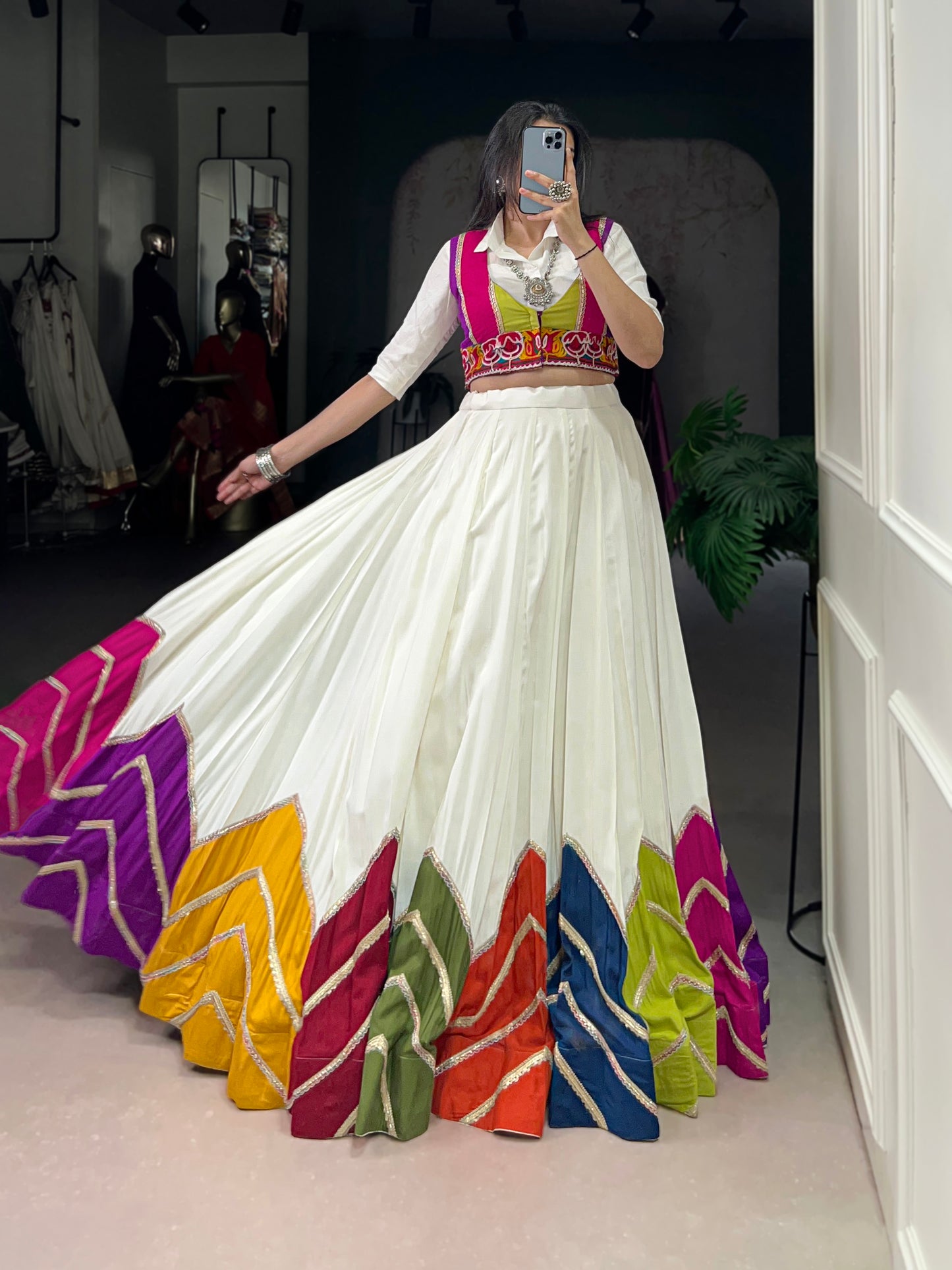 Multi Color Patch Work With Lace Touch Up Rayon Ghaghra Choli