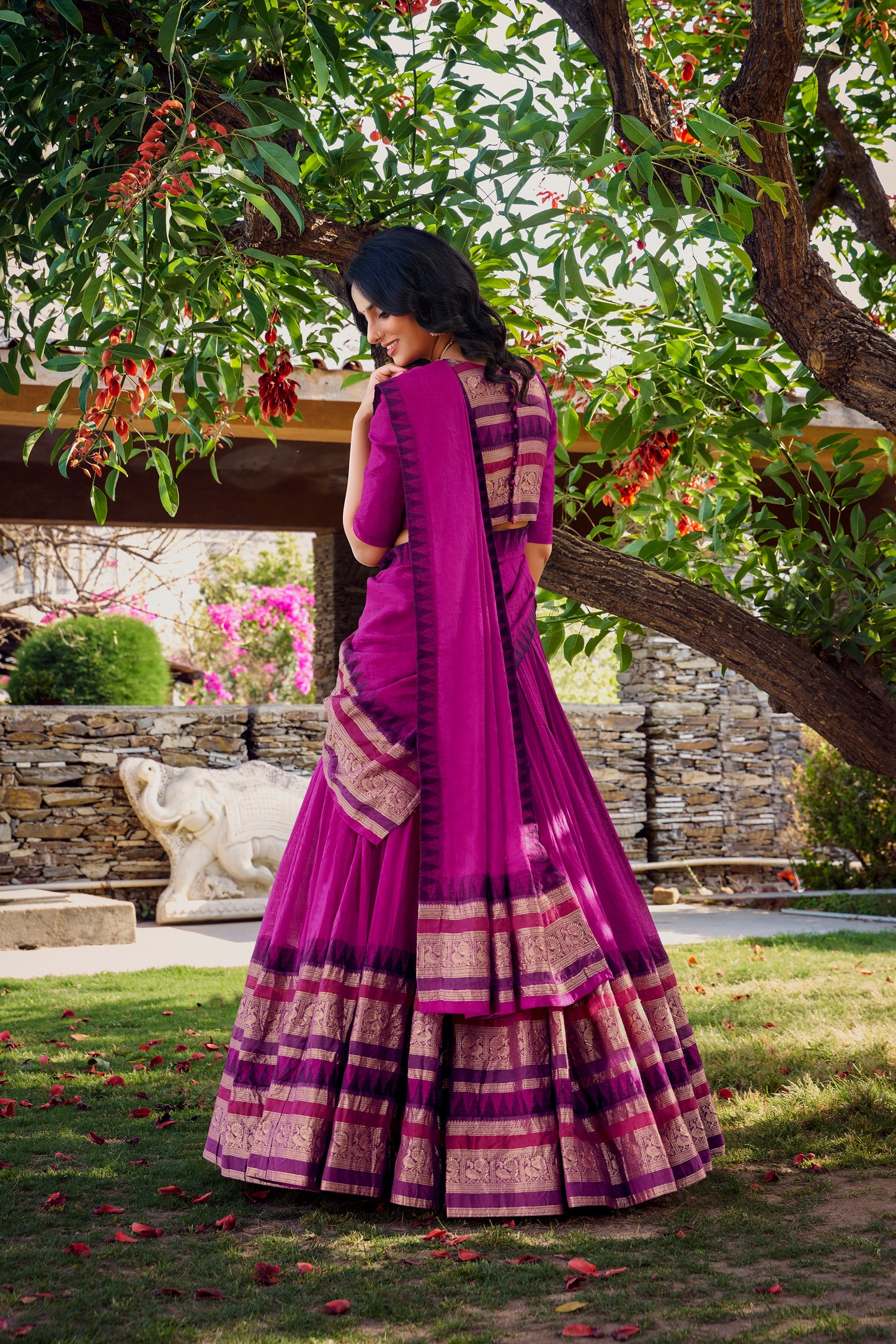 Pink Color Plain With Zari Weaving Work Chanderi Silk Lehenga Choli