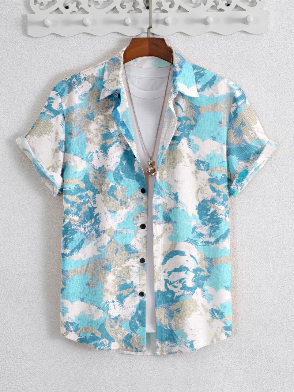 🍁 SUPERB IMPORTED POP CORN FABRIC FANCY HALF SLEEVE PRINTER SHIRT 🍁