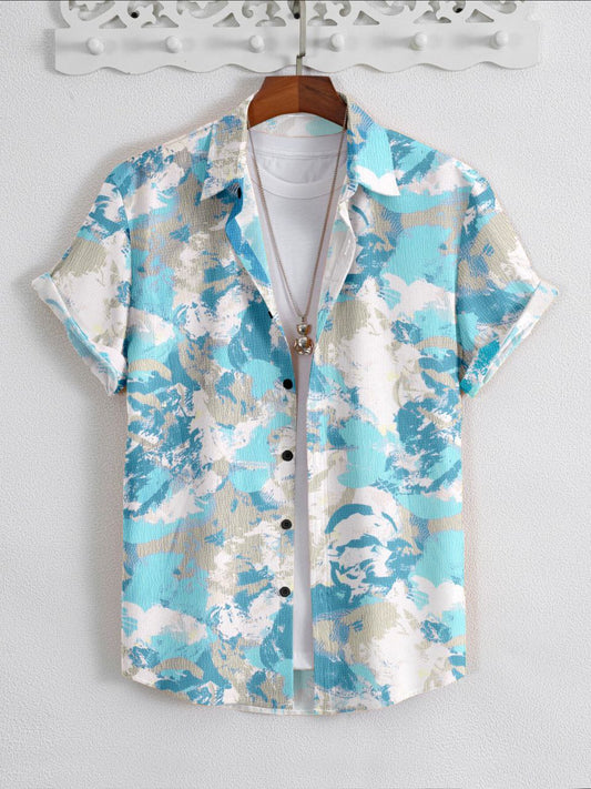 🍁 SUPERB IMPORTED POP CORN FABRIC FANCY HALF SLEEVE PRINTER SHIRT 🍁